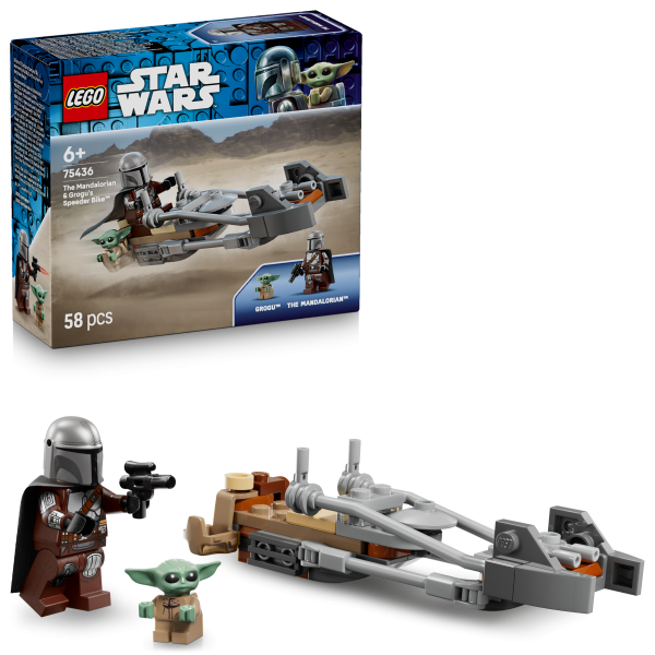 Der Mandalorianer und Grogu auf ihrem Speeder Bike™ 75436