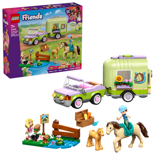 Pferd und Fohlen mit Pferdeanhänger 42695